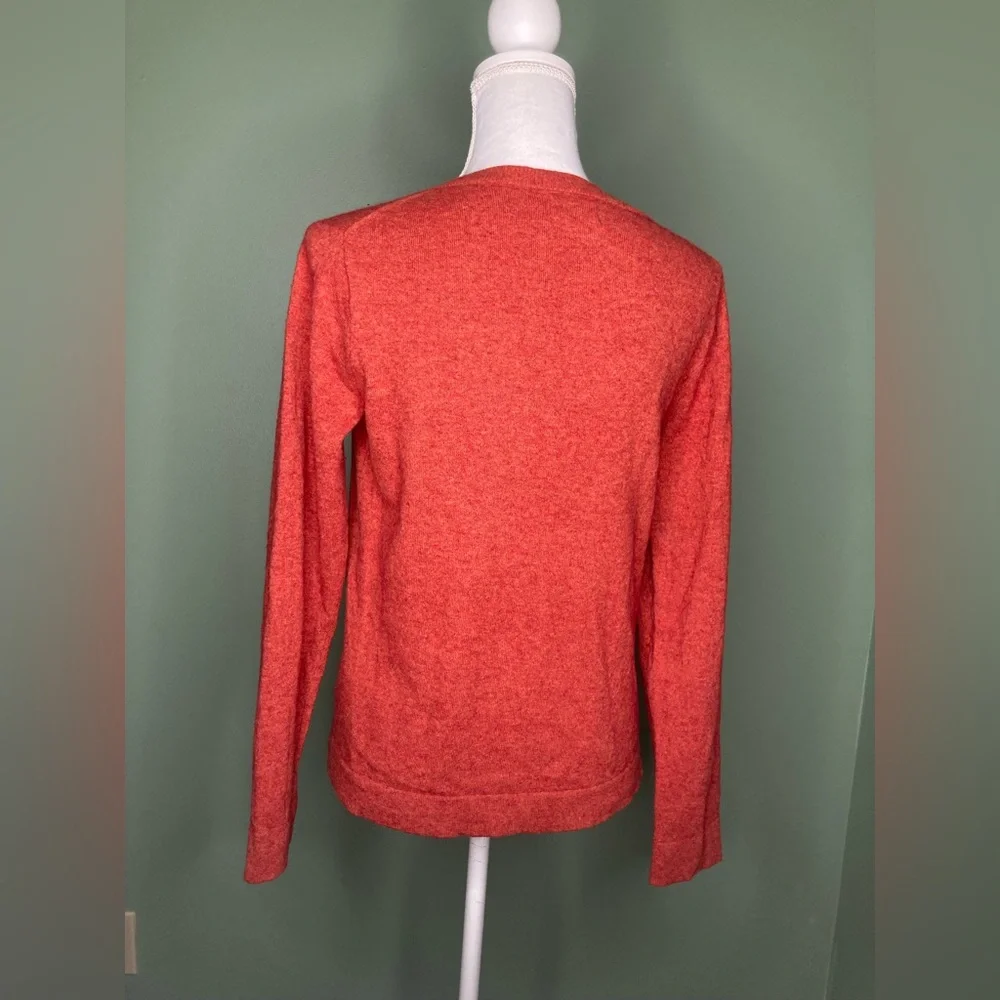 J Crew Teddie Sweater Medium Merino Wool Cotton Blend Crew Neck Pullover Orange - Picture 5 of 12